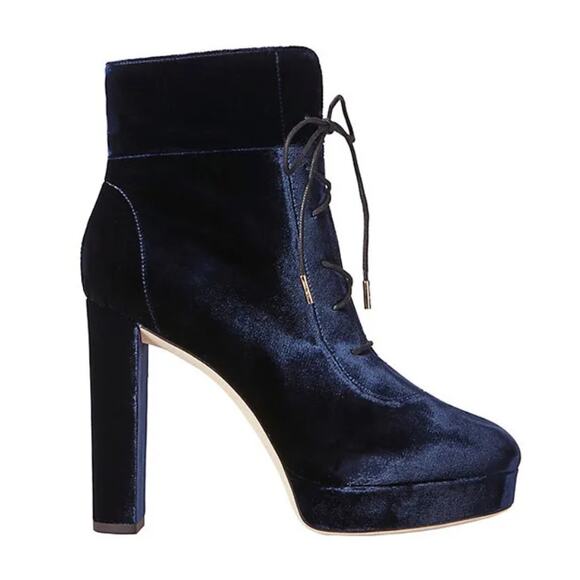 Jimmy Choo Deon Heeled Platform Ankle Boots Booties Heels Velvet Lace-Up sz 36 - Picture 15 of 15